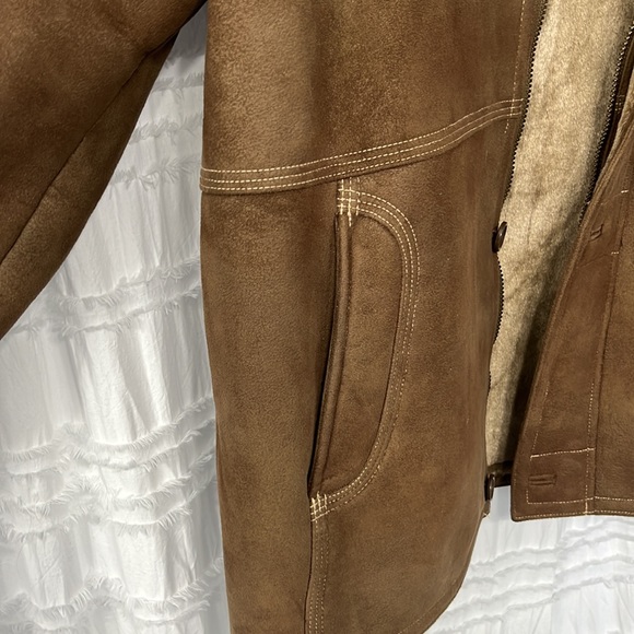 UTEX MEN’S BROWN FAUX SHEARLING JACKET - Picture 4 of 5